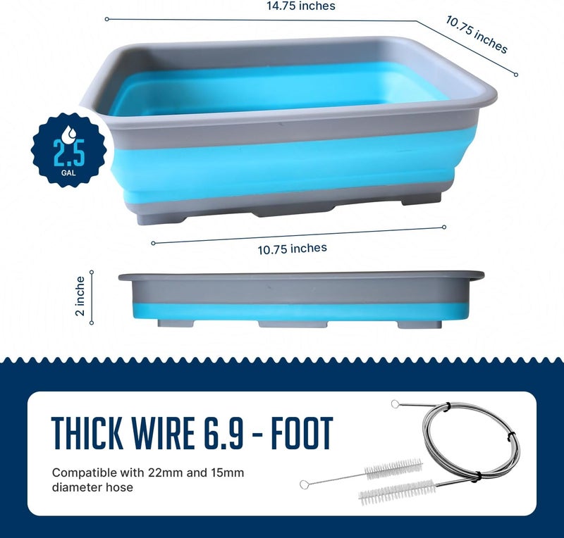 RawRock CPAP Cleaning Kit Hose and Mask for CPAP Hanger Dryer with 6.9 ft Thick Wire Brush, Collapsible Wash Basin, Compatible with 22mm and 15mm Hose, Extra Soft Bristles Cleaner CPAP Supplies - Image 4